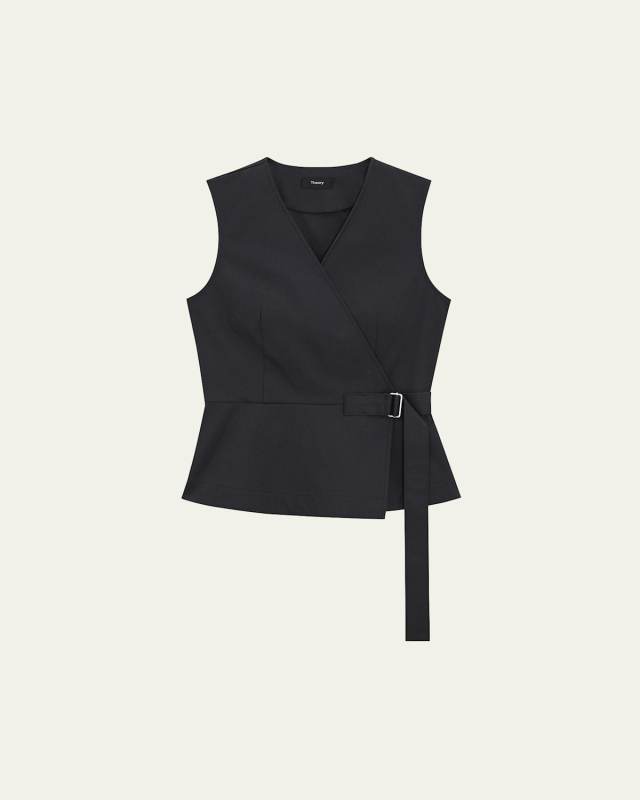 Sleeveless Cotton Wrap Top